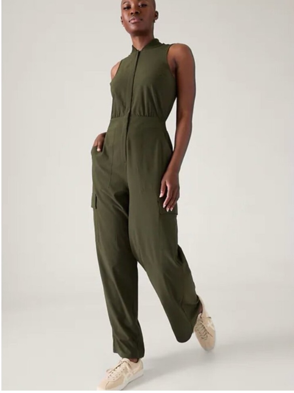 Athleta Brooklyn Utility Jumpsuit Aspen Olive Green Size 2 Petite